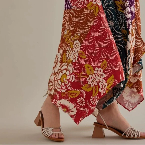 NWOT By Anthropologie Short-Sleeve V-Neck Button-Front Multicolor Midi Dress 14 - Picture 5 of 15